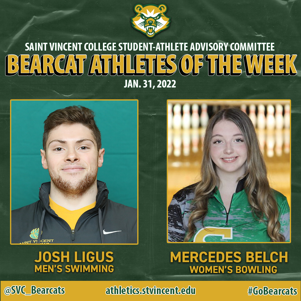 SVC_Bearcats's tweet photo. Congratulations to this week's @SVC_SAAC Bearcat Athletes of the Week, @SVCBearcatSwimm's Josh Ligus and Mercedes Belch of the women's bowling team! You can read more about Josh's performance at https://t.co/jV72M2Hltq, and Mercedes' at https://t.co/vmsiuwGqQv! #SVC #GoBearcats https://t.co/8cHcUG2GbW