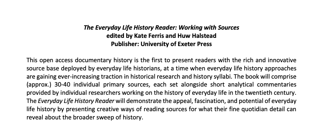 DrabbleHistory's tweet photo. Calling everyday life scholars! Contributors wanted for major new primary source collection The Everyday Life History Reader. Work on Latin American, South Asian, and North American histories especially welcome. Details here: https://t.co/YKcvonaVMp #twitterstorians https://t.co/JtkVHzqou6