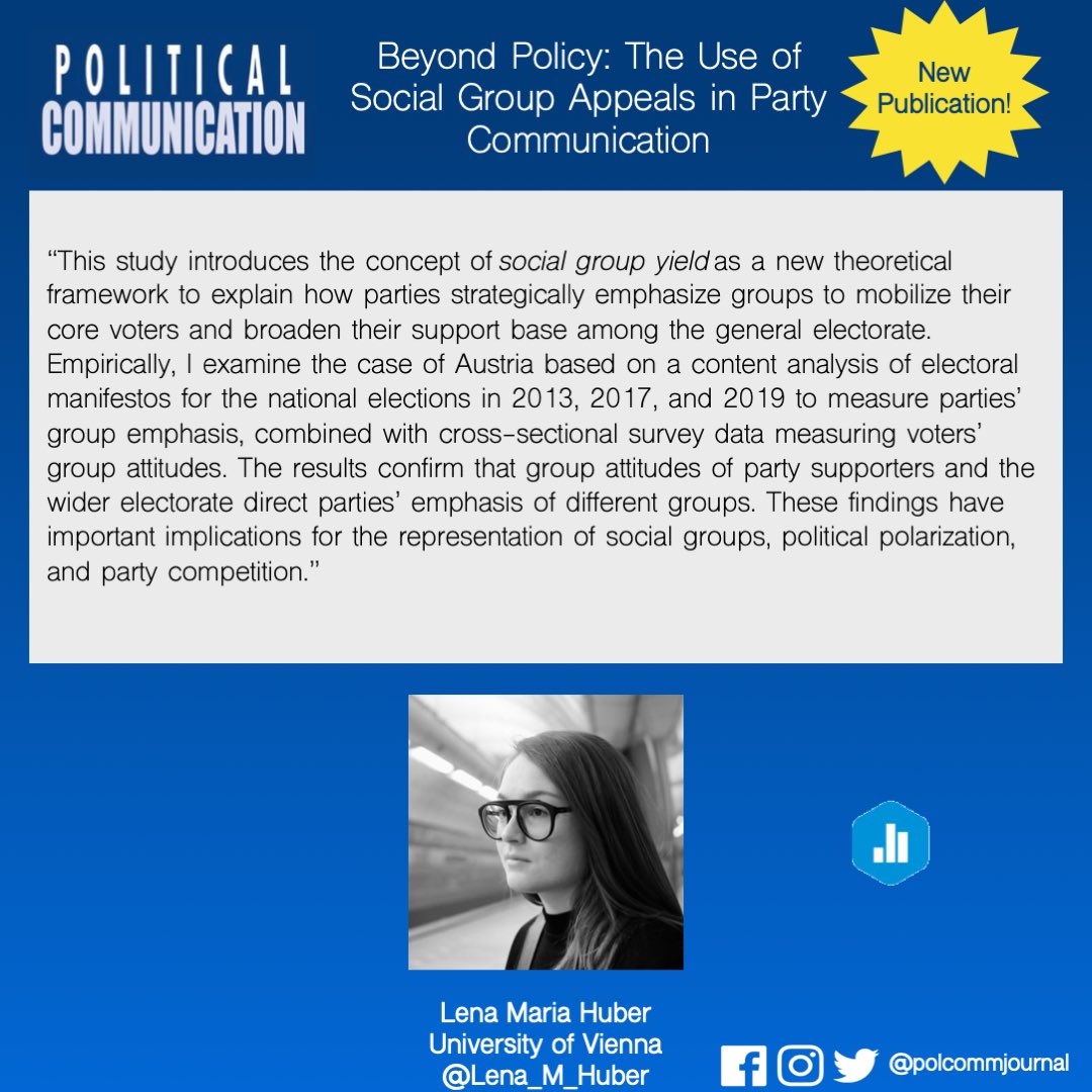 🎉New month, new publications! @Lena_M_Huber introduces the concept of “social group yield” in this extensive study of electoral manifestos and voter attitudes in Austria. Available now (open access!): tandfonline.com/doi/full/10.10…