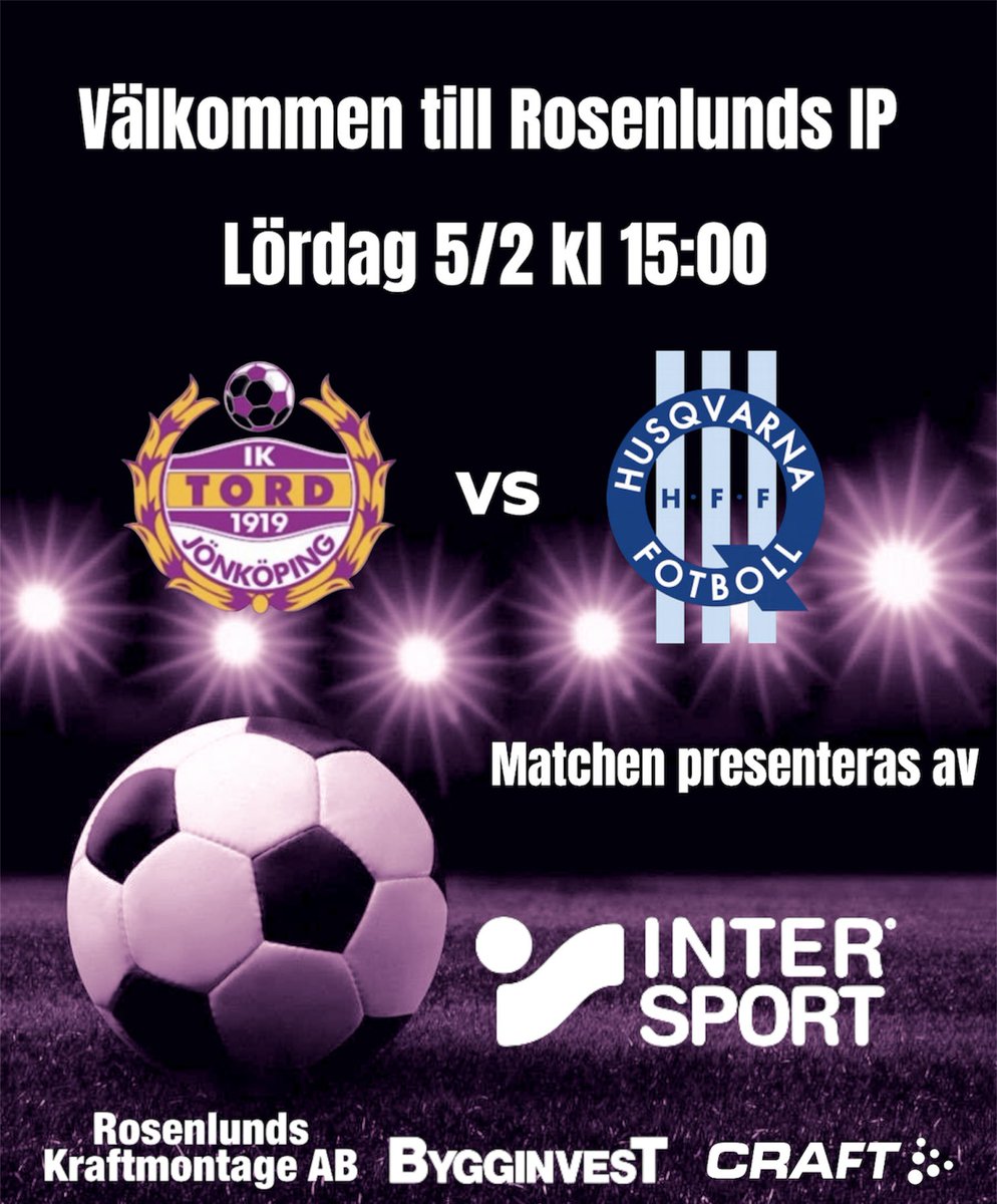 Dags för träningmatch på hemmaplan. Matchstart kl 15.00. Vi bjuder på korv och kaffe. Fri entré.

Vi hälsar Husqvarna FF och publik välkomna.