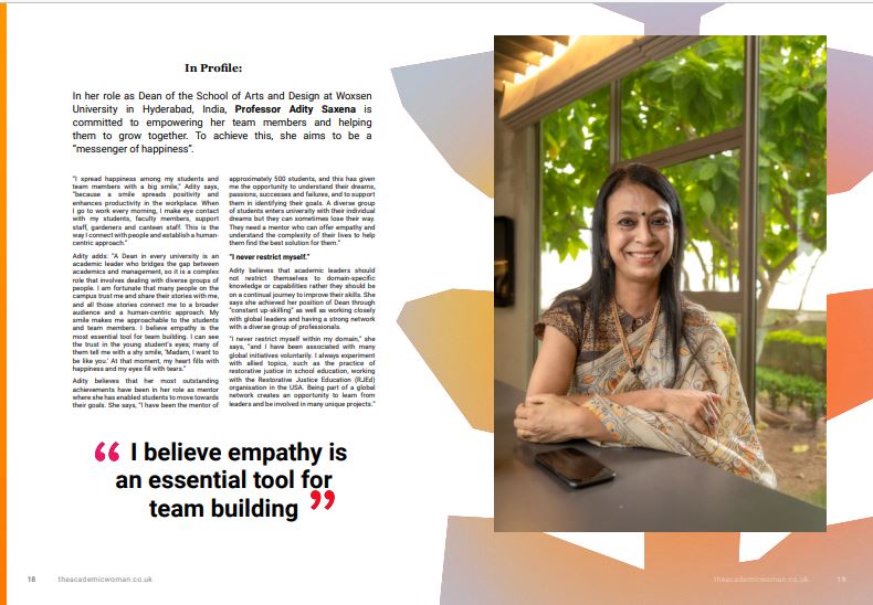 SaxenaAdity's tweet image. I am featured in @theacademicwmag Thanks, @Anatu, for giving me the opportunity to share my story on Jan—Mar 2022 issue. I can not share the complete magazine available in print, and we need to subscribe for that. 
#myinterview #highereducation #academicwoman #designthinking