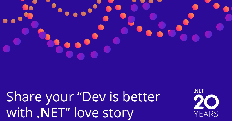 dotnet's tweet photo. Calling ❤️rs of .NET!

We're celebrating 20 years of .NET innovation.

Join us for our celebration broadcast February 14th, follow @dotNET to see inspiring stories from devs like you, test your knowledge with our trivia, and tweet your own .NET ❤️ story using #dotNETLovesMe.