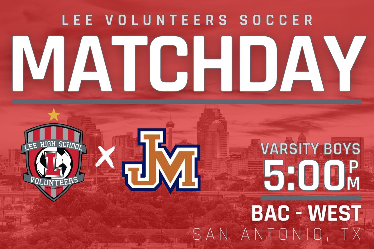 𝐌𝐀𝐓𝐂𝐇 𝐃𝐀𝐘 🔴⚽️⁣
⁣
Another double header of <a href="/LEENEISD/">LEE VOLUNTEERS</a> Soccer tonight at BAC-West. Come on out &amp; support your Vols as we take on Madison! #MATCHDAY #GoVols #RefuseToLose #TXHSSOC 
⁣
🆚 ⁣<a href="/MaverickSoccer_/">Madison Boys Soccer</a> 
⏰⁣ 5 PM
🏟⁣ BAC-West
🎟 @ticket_spicket