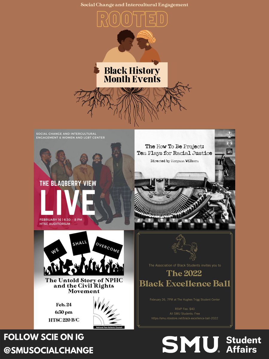 Black History Month is here! For more info on our major events, visit the link below. 

smu.campuslabs.com/engage/news/24…