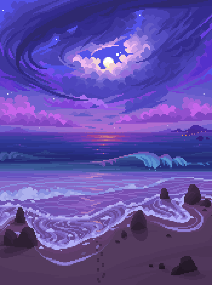16pxl's tweet image. my pixel art this month has been Very Purple 🧐💜