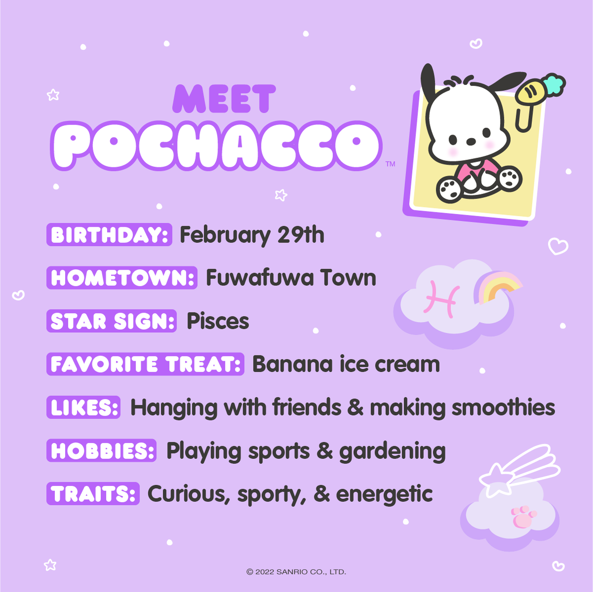 Super sporty and lots of fun… #Pochacco is our Friend of the Month
