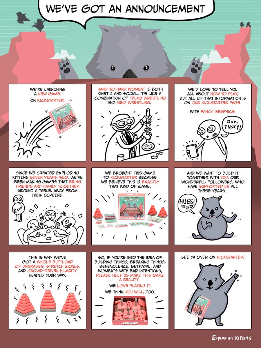 gameofkittens's tweet photo. Hi there! We've got a new game called Hand-to-Hand Wombat. 

Help us make it a reality on Kickstarter: https://t.co/7qYnltJfZ0 https://t.co/diwjzoaLyk