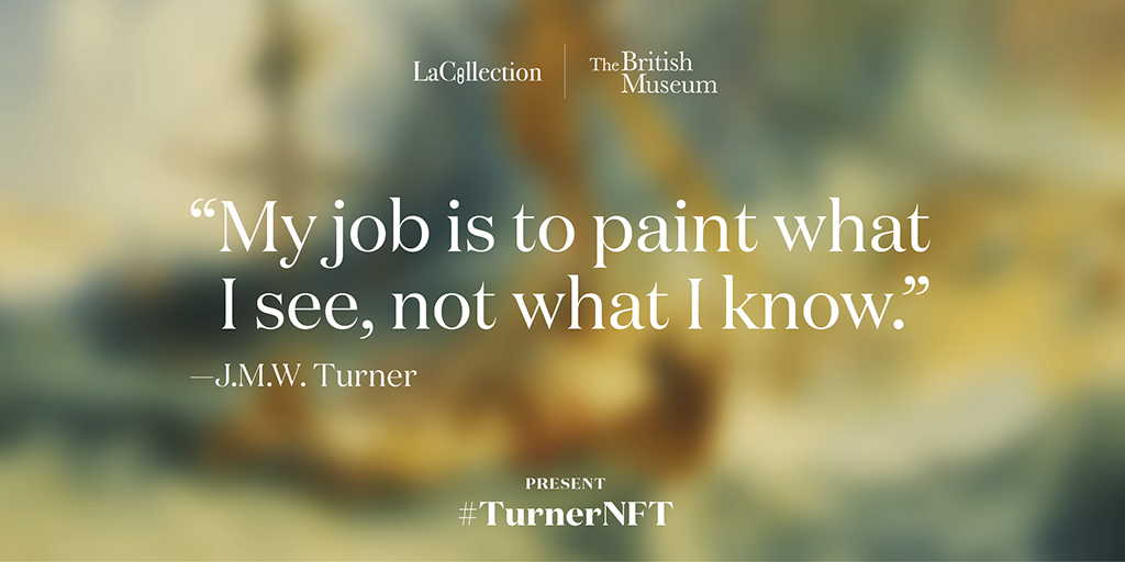 LaCollectionOff's tweet photo. 🖌 Turner NFT 🖌

Joseph Mallord William Turner (1775 – 1851) is perhaps the best-loved English Romantic artist. He became known as 'the painter of light', because of his increasing interest in brilliant colours as the main constituent in his landscapes and seascapes.

#NFT #Art https://t.co/C9ubbLWFHY