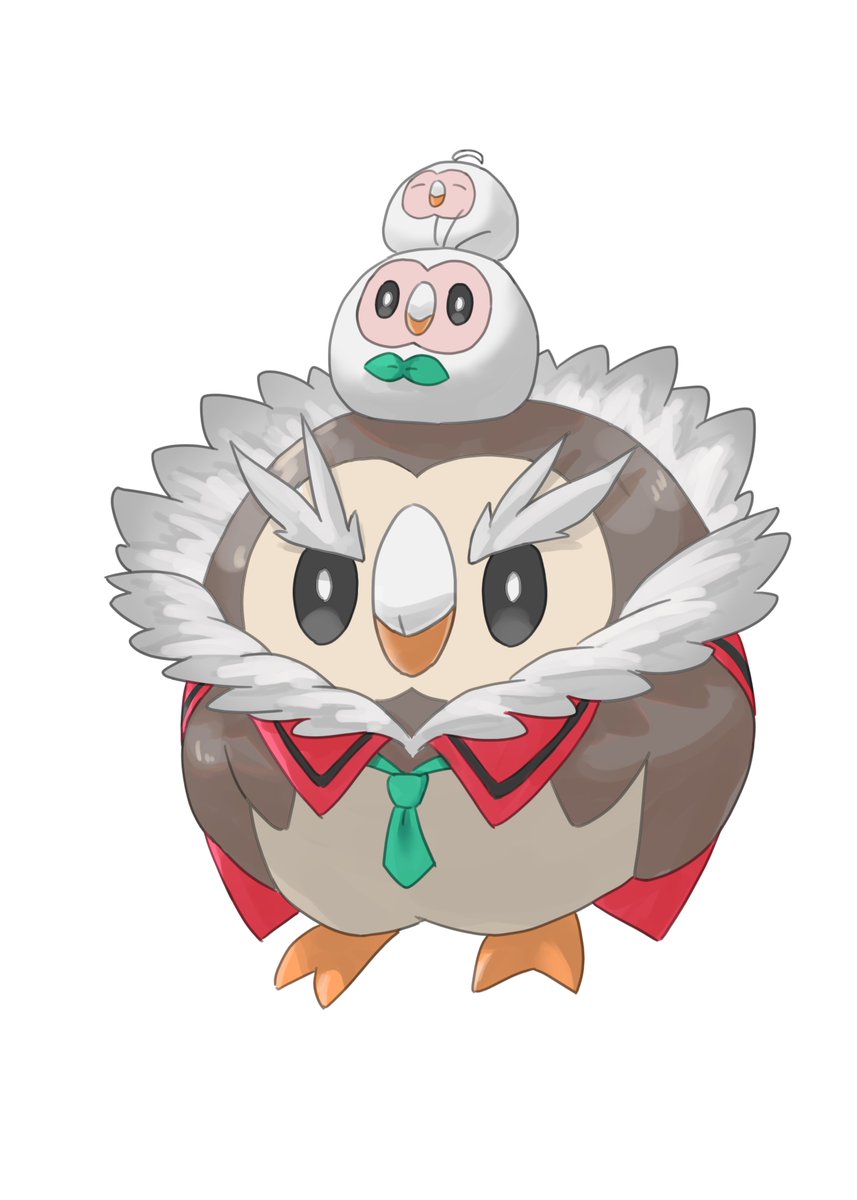rowlet pokemon (creature) no humans bird green necktie owl white background simple background  illustration images