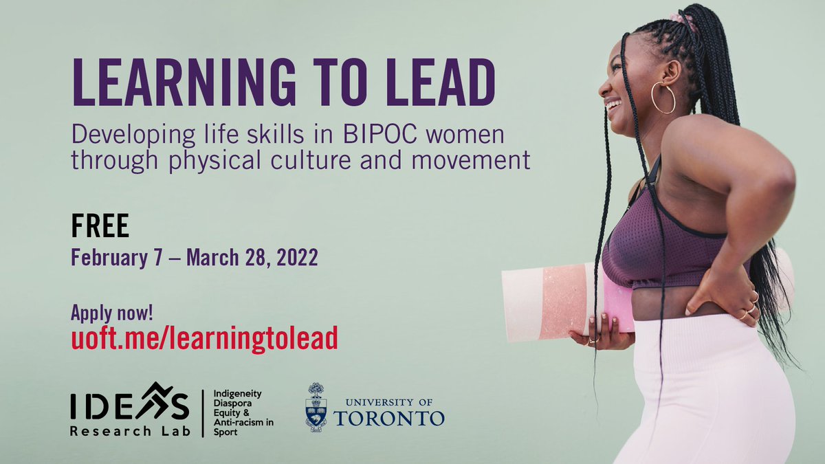 Learning To Lead is a movement experience program centered around the health &amp; wellness of students who identify as BIPOC (Black, Indigenous, People of Colour) women at U of T! 
To get involved, please see the link below: kpe.utoronto.ca/academics-rese…