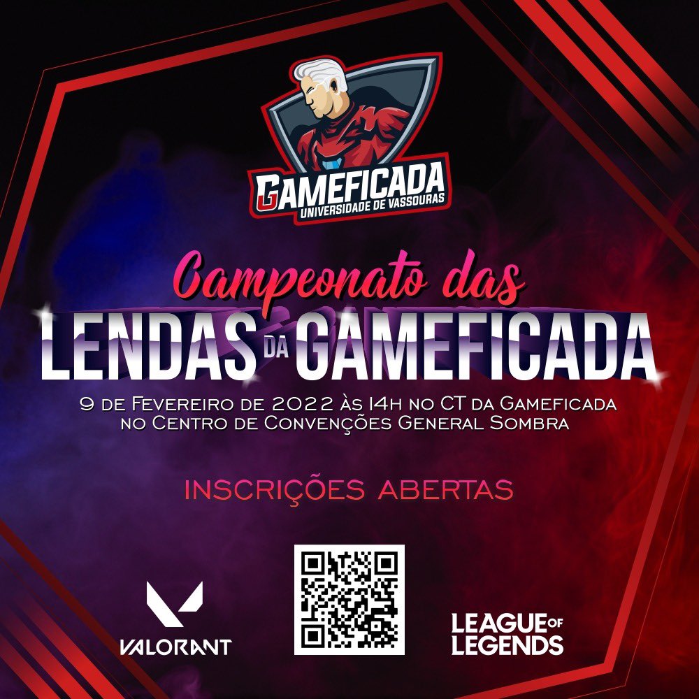 AnraFernandes's tweet image. Campeonato Lendas da Gameficada
Inscrição em: forms.gle/6m2EV6wdU2zMG9… #UniversidadedeVassouras #BreakingCodes