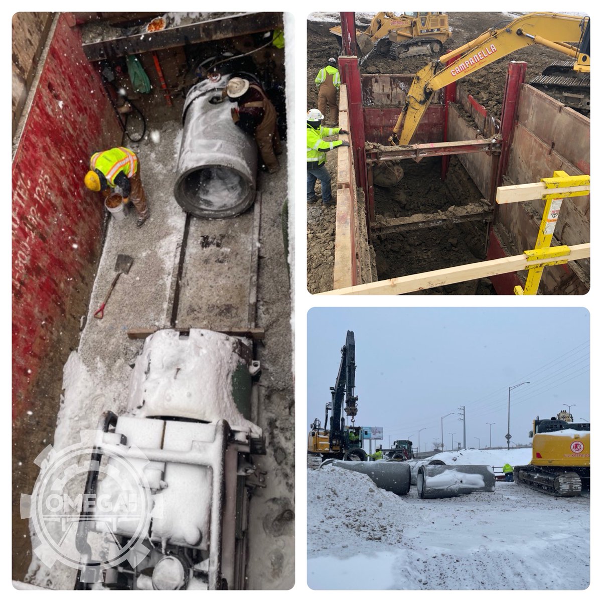 Snow will not slow down progress on the I-290/I-88 Interchange at I-294. Crews are jacking storm sewers under I-294 in advance of the 2022 construction season. OMEGA is providing CM Services for this <a href="/ILTollway/">Illinois Tollway</a> project. To learn more, check out: bit.ly/3AWiCIj