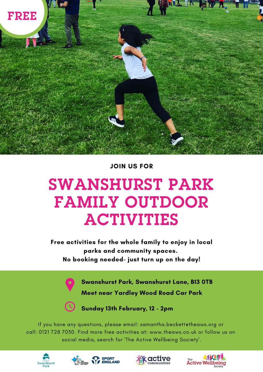 Date for your diary - We’re linking up with @tawsociety again on Sunday 13th Feb from 12pm for some free outdoor activities for the family. Find us on the grass area near to the park car park #moseley #billesley #Birmingham2022 #freethingstodo #wellbeing #parks