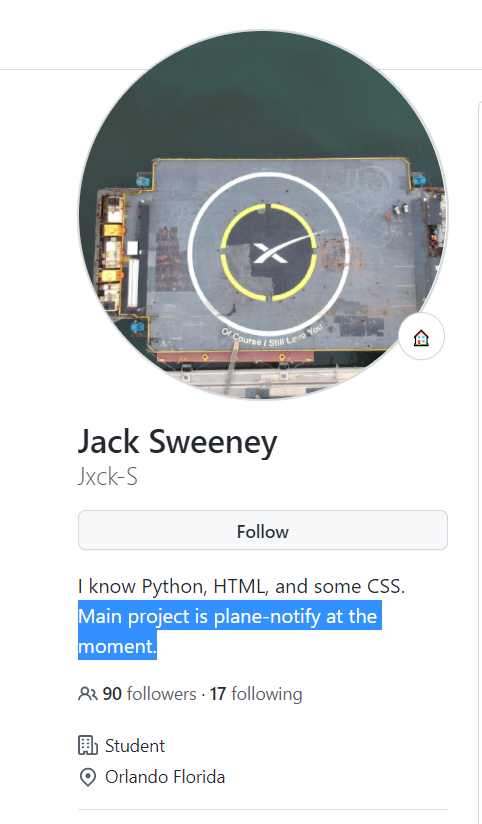 Kid:-I need a job.
Elon:-i only give a job to Genius.
Kid:-Hold your jets
BTW Jack Sweeny's GitHub profile:-
the main project is plane notify XD!!