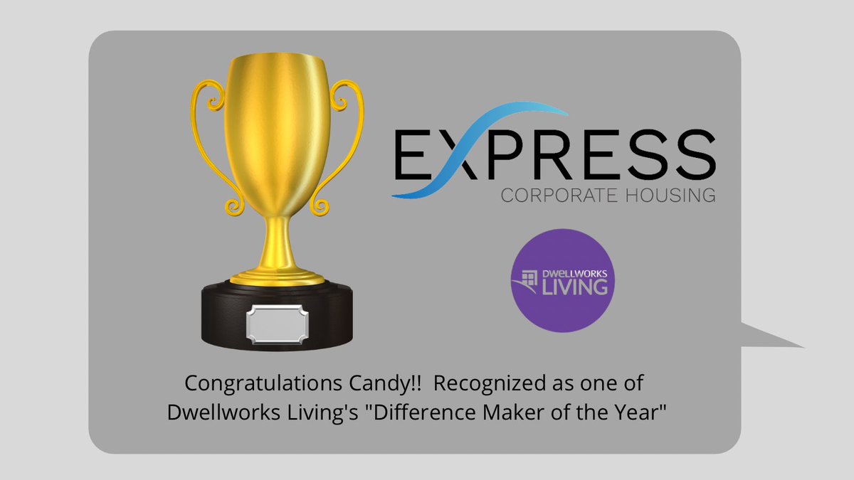 We’re going to start February giving a huge shout-out to our very own Candy! She was selected as a Dwellworks Living “Difference Maker of the Year”! We couldn’t be more proud of her! Congratulations Candy! #ExpressCorporateHousing #GoRoverGo #corporatehousing #relocation