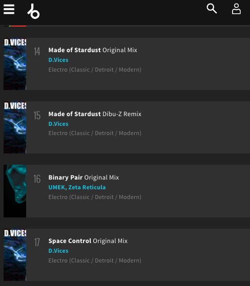 Going into our second week with all 3 tunes from my D.Vices - Made of Stardust EP hanging in the top 100 for the electro (classic/detroit/modern) category on Beatport. Very happy to see this. Give a listen and support if you are feeling it! #breakbeat #acid #electrobreaks