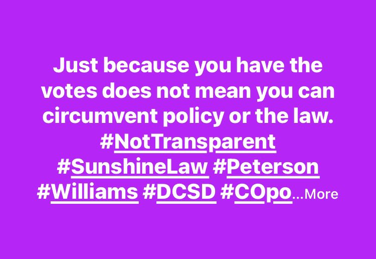 Just because you have the votes does not mean you can circumvent #Policy or #SunshineLaw 🌞🔥🔥.@dcsdk12 🔥🔥🌞