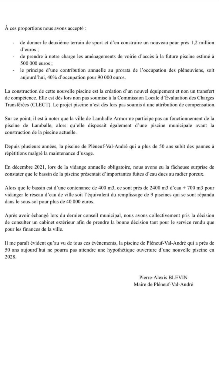 [COMMUNIQUÉ - PISCINE COMMUNAUTAIRE] 🏊💧

<a href="/LePenthievre/">Le Penthièvre</a> <a href="/LeTelegramme/">Le Télégramme</a> <a href="/TLGLamballe/">Le Télégramme Lamballe</a> <a href="/OuestFrance22/">Ouest-France 22</a>