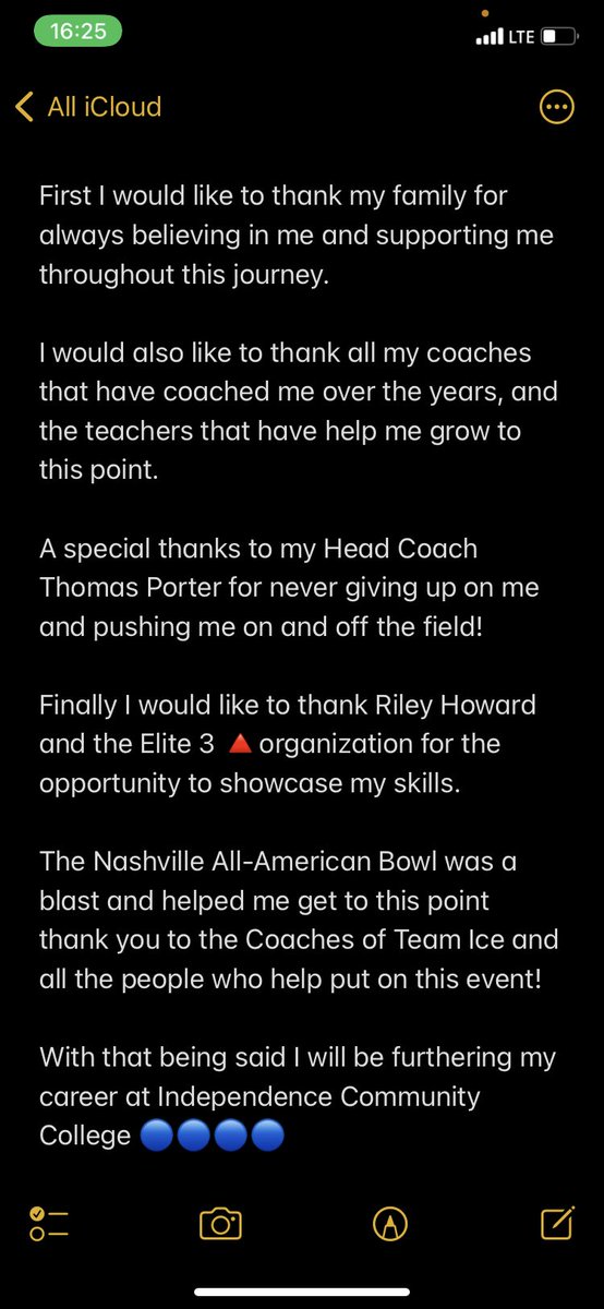 I want to thank <a href="/RileyElite3/">Riley Howard III 🇲🇭</a> <a href="/Porter_Thomas26/">Coach Porter</a> @NashvilleAABowl and <a href="/_CoachMartin_/">Coach Martin</a> for giving me the chance to be able to take my talents to the next level this is a blessing and I’ll be taking my talents to <a href="/DreamU_IndyFB/">Indy CC Football</a> which is truly a blessing for my family and let along me!!