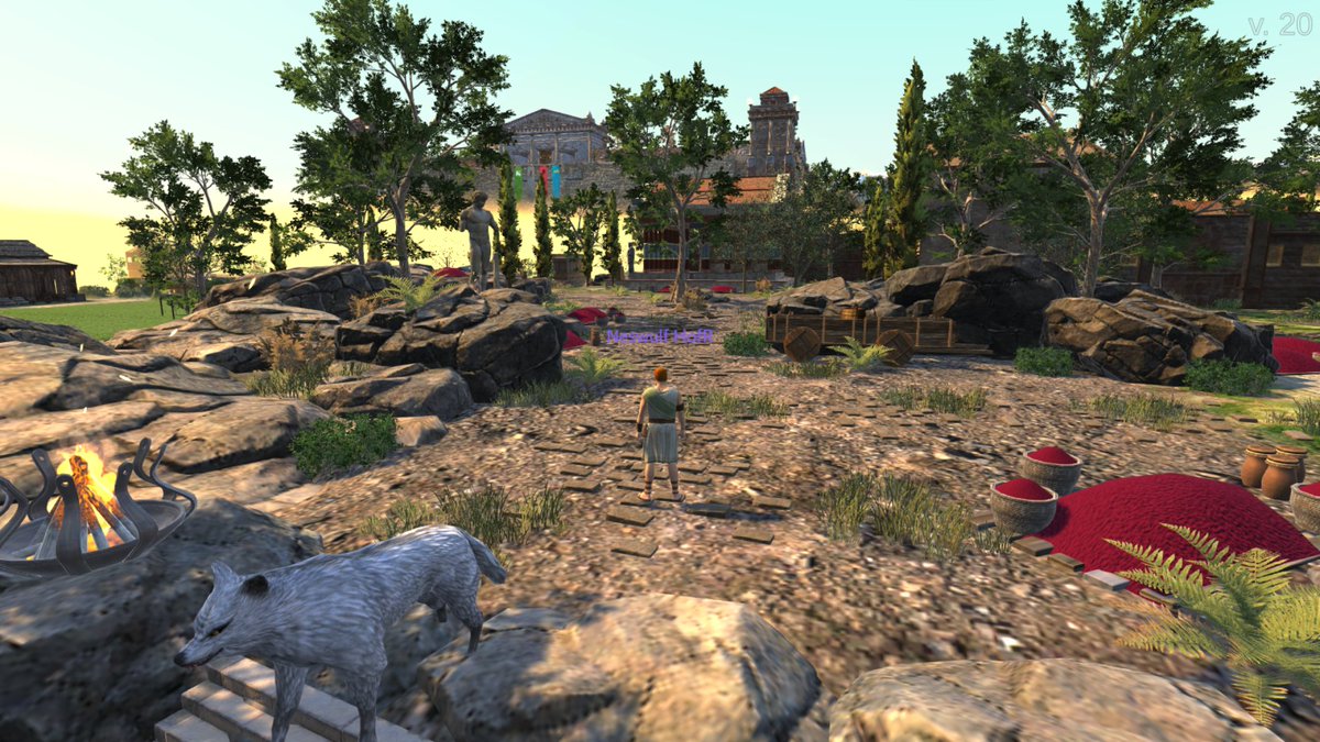 Neswulf's tweet image. Too good not to share. @VulcanVerse at its best - the (rebuilt) Wineries in Arcadia #BlockchainGaming #NFTs #buildinggame #MMORPG $PYR $LAVA
