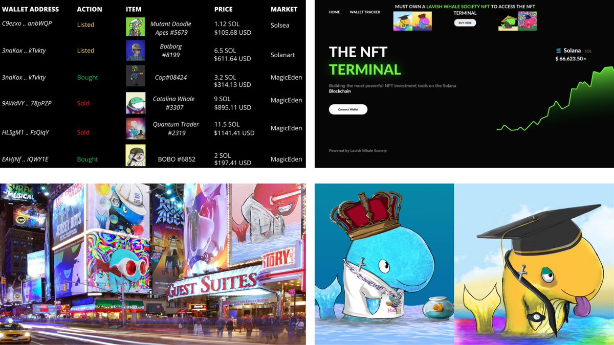 NFTEngine_'s tweet image. UTILITY: Solana whale wallet tracker, access to the NFT Terminal (powerful NFT investment tools), featured on the times square billboard, &amp;amp; 🔥🔥 original art. What more can you ask for?!?!?!  MORE THAN A NFT! 🚀

#Solana #SolanaNFTs #SolanaCommunity #nftart #NFTutility