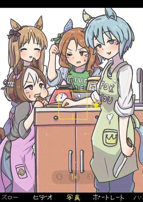 お菓子作りする同期組。 