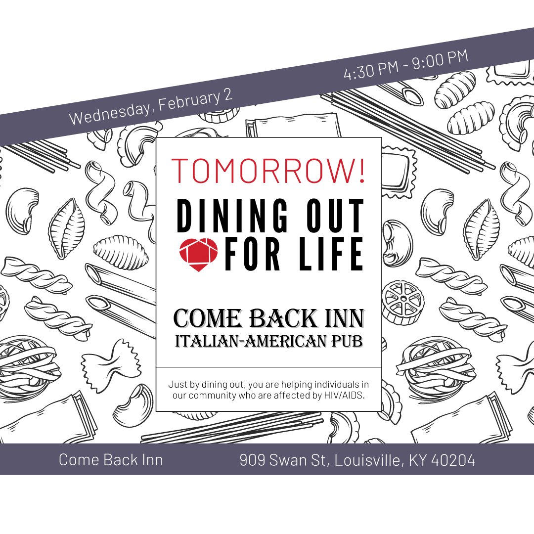 HouseofRuthLou's tweet photo. Join us tomorrow for Dining Out For Life at Come Back Inn! A delicious meal that supports a great cause — it's a win-win. https://t.co/cfhsAhDRi7 https://t.co/3rSorYzKpR
