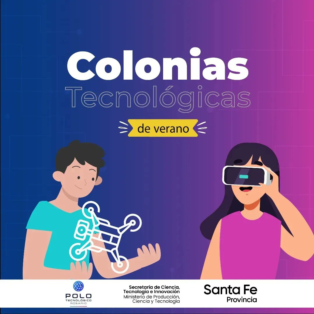 PoloTecRos's tweet image. ¡Se vienen las #ColoniasTecnológicas de verano junto a @CienciaSantaFe

👨🏻‍💻👩🏻‍💻 El objetivo es que niños, niñas y adolescentes jueguen, aprendan y desarrollen un vínculo cercano con la tecnología.

📌 ¡Inscribite! bit.ly/3ofTmI3