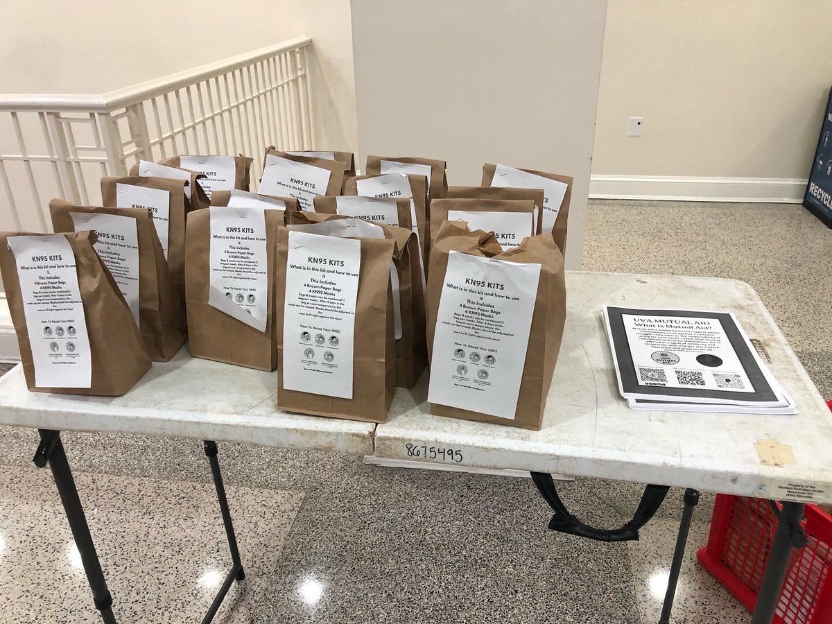 UVAMutualAid's tweet photo. Come to Newcomb (right outside of the MSC) to pick up a free set of KN95 masks! We will also be near south lawn at 2pm today! https://t.co/D176kDlb0n