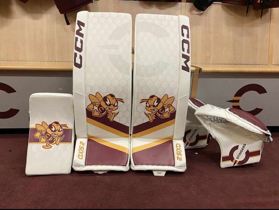 GoalieGearNerd's tweet photo. 🐝 BEEutiful @CCMGoalie #AXIS2 setups for @Concordia_WH goalies @Philbert_32 and @JordynVerbeek
#GGNApproved #GoalieGearNerd #GGNCCM #CCMGoalie https://t.co/X4MfOc1F3N