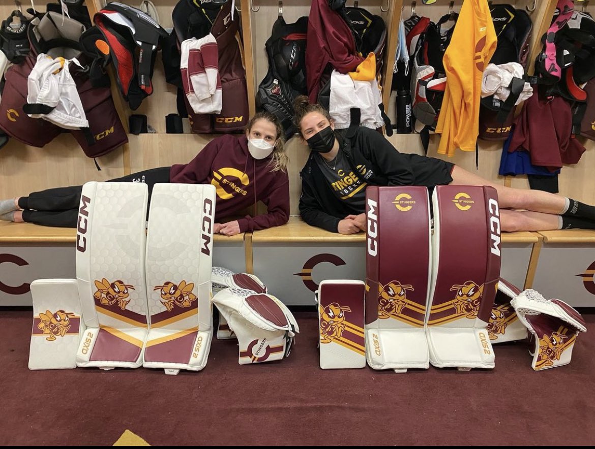 GoalieGearNerd's tweet photo. 🐝 BEEutiful @CCMGoalie #AXIS2 setups for @Concordia_WH goalies @Philbert_32 and @JordynVerbeek
#GGNApproved #GoalieGearNerd #GGNCCM #CCMGoalie https://t.co/X4MfOc1F3N
