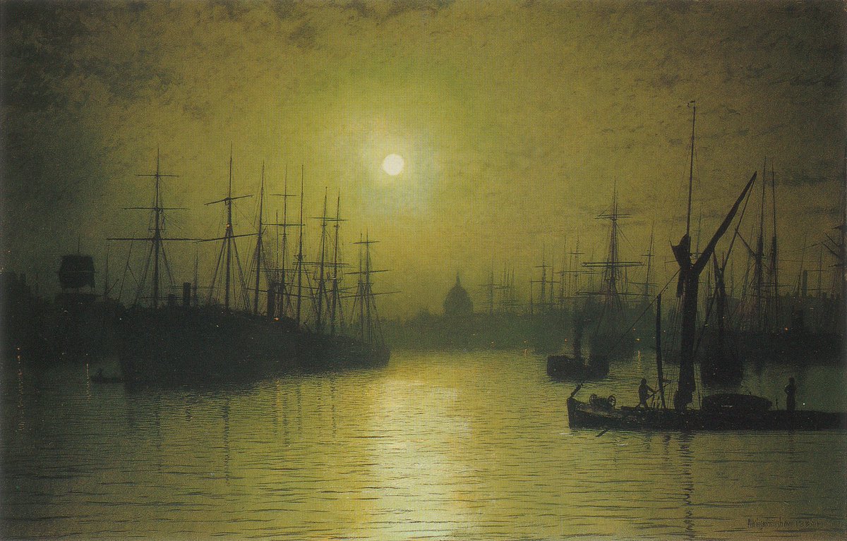 EnemyJackson's tweet photo. Happy Lunar New Year from one of my favourite painters John Atkinson Grimshaw bringing us that moonly moodiness. https://t.co/5KcfOHhegO