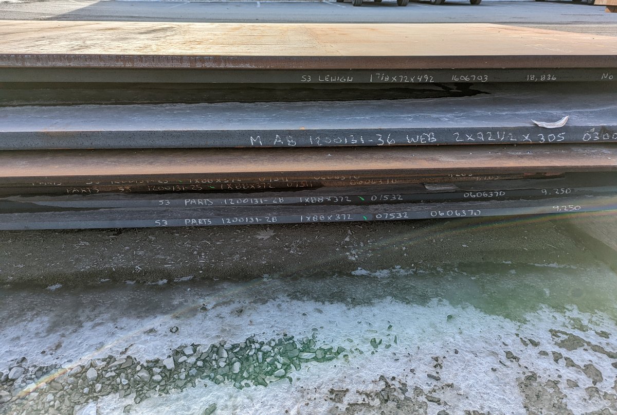 We have #domestic #steel  #steelplate at an EXCELLENT price FOB Burlington, NJ.  Can anyone use it?  Call and ask for more pictures, certs, and freight rates.