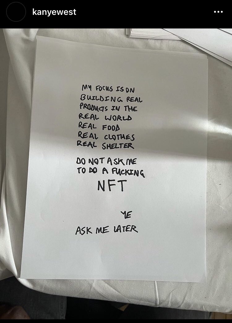 allbizzness's tweet photo. @NFT_NYC Because YE is out of the NFT space, you all got lucky that you landed @Cam_rackam @wallstbullsNFT as guest speakers. Probably the best community in the NFT space. #AskMeLater https://t.co/nGDNvNGnpX