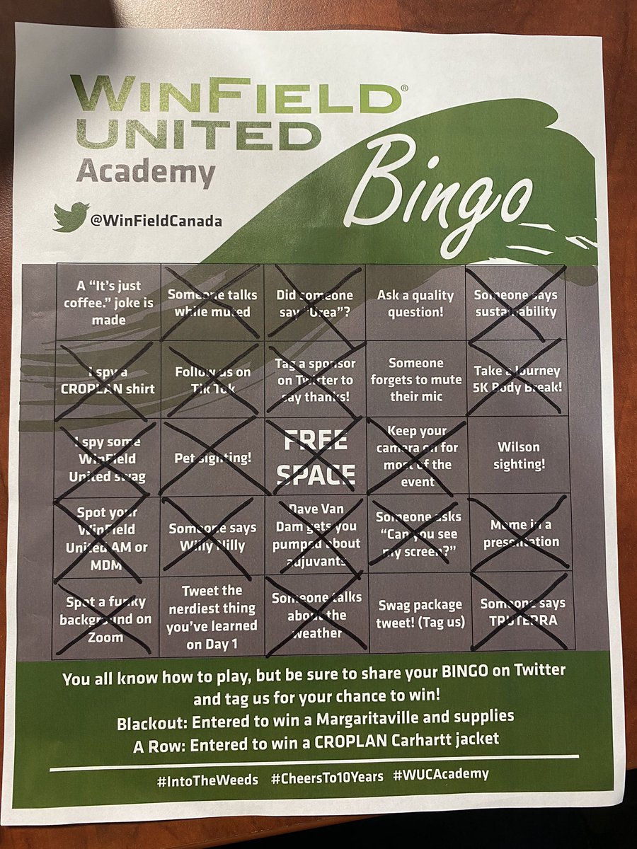 Making progress on the #WUCAcademy bingo! Still working on the blackout @WinFieldCanada