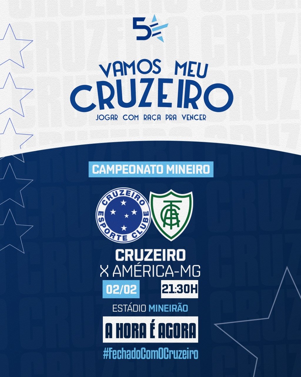 VAMOS, CRUZEIRO! VAMOS JOGAR COM RAÇA E VOLTAR PARA A SÉRIE A!” 