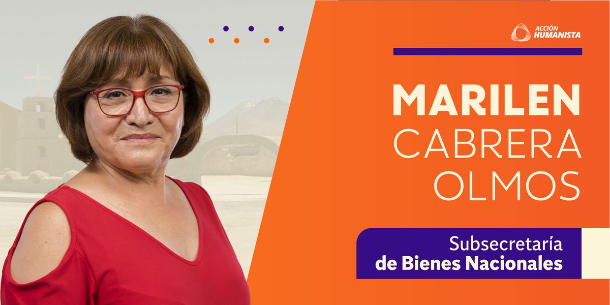 AHumanistaCL's tweet image. Saludamos a nuestra amiga @MarilenCabrera, quien encabezará la Subsecretaría de Bienes Nacionales en el naciente Gobierno del Presidente @gabrielboric. ¡Damos las felicitaciones a nuestra amiga en este importante desafío para Acción Humanista dentro del futuro Gobierno!