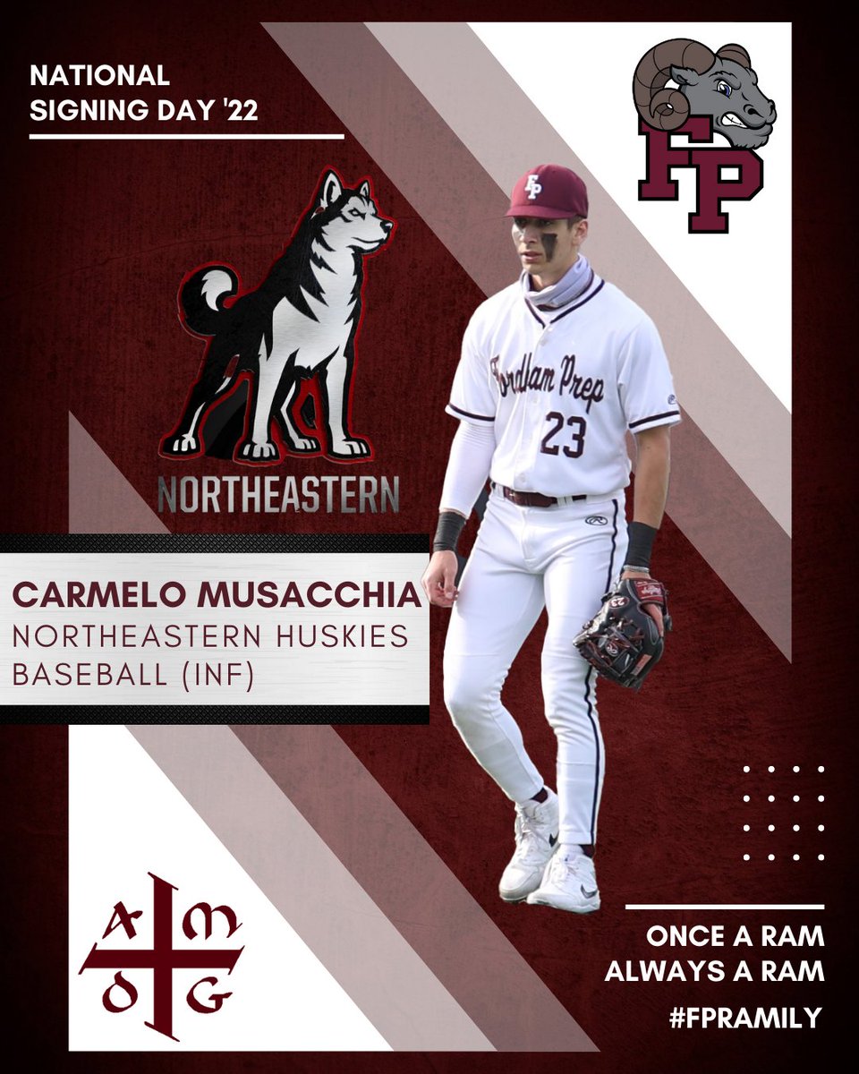 Shipping up to Boston ☘️ Congrats to Carmelo Musacchia '22 on signing with <a href="/GoNUbaseball/">Northeastern Baseball</a> ⚾

#NationalSigningDay22 #FPRamily #AMDG
