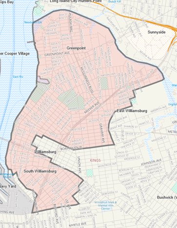 JCRCNY's tweet photo. JCRC-NY is concerned that the AD50 in the NYS Redistricting Plan splits the Hasidic community in Williamsburg. Both the Triangle and blocks south of Flushing are cut off. @UnitedJewish #CommunityofInterest https://t.co/Uk4WFOATlx