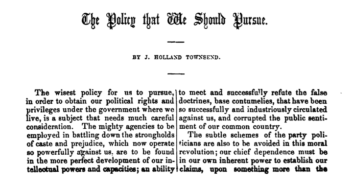 1845: Jonas Holland Townsend is the first African-American to attend @ColbyCollege. Townsend heads west for the California gold rush in 1849 and cofounds the first black newspaper in California, the Mirror of the Times, in 1855 and serves as the head editor from 1856-1858.