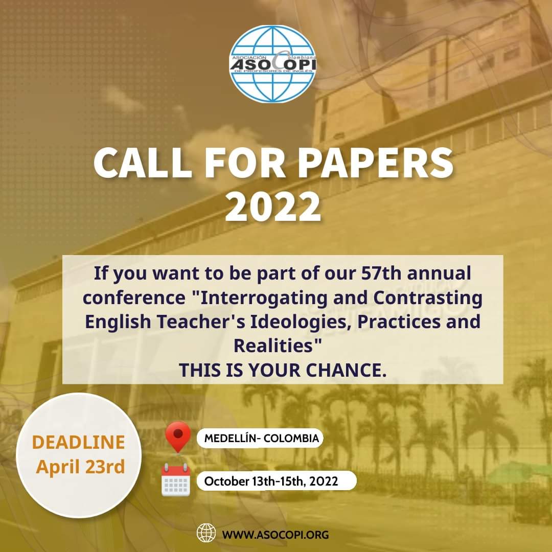 ASOCOPI's tweet photo. 📢CALL FOR PROPOSALS IS NOW OPEN📢

Medellin- Colombia is waiting for you!
October 13th-15th, 2022
https://t.co/2wWaNtGcd4
#ASOCOPI https://t.co/f5GrYjSfEK