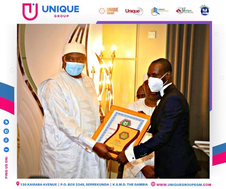 Unique_Gambia's tweet photo. Excited to share that our subsidiary Unique Solutions was awarded the GRA - Tax Payer of The Year in the ICT Sector.
.
.
#uniquegroup #uniqueenergy #uniquesolutions
#uniqueglobal #uniqueindustries #uniquefoundation https://t.co/K0uDL4tPJP