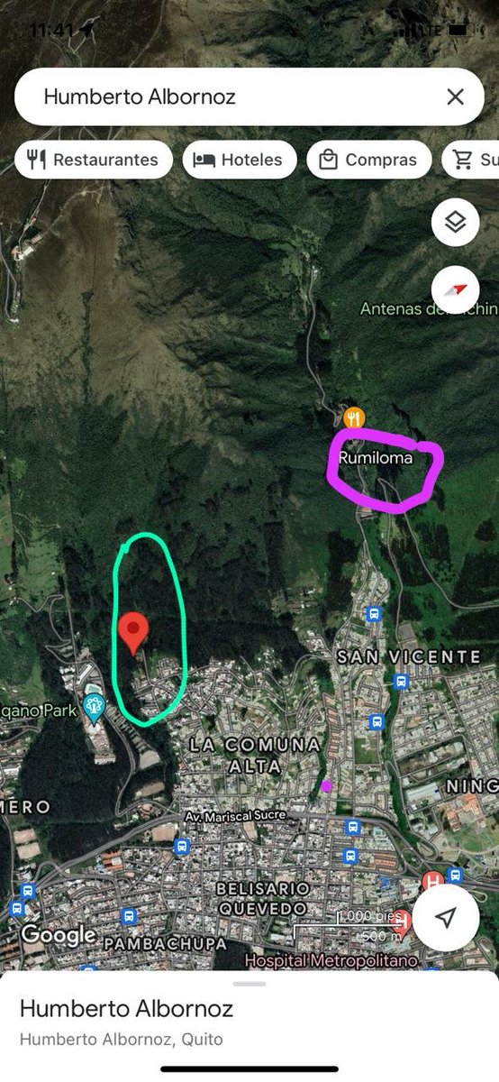 En esta imagen a la derecha en rosado la zona del Cenizario. En verde la de #LaGasca. Comparto esta información porque existe gente inescrupulosa que está haciendo creer que el aluvión se originó en el Cenizario-Urkupamba.