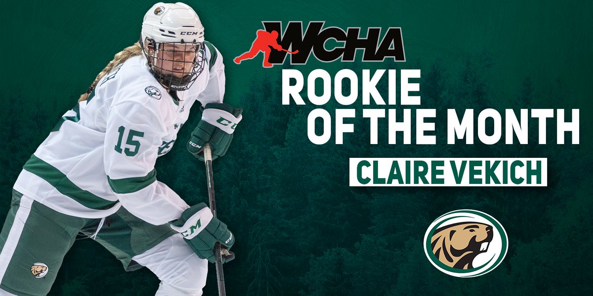 <a href="/clairevekich88/">Claire Vekich</a> tallies up ANOTHER <a href="/WCHA_WHockey/">WCHA Hockey</a> award! 🏆

She grabs the January Rookie of the Month award... on top of her rookie of the week award from last weekend!

#BeaverTerritory #RollVekich
📄: bit.ly/3HkDMT1