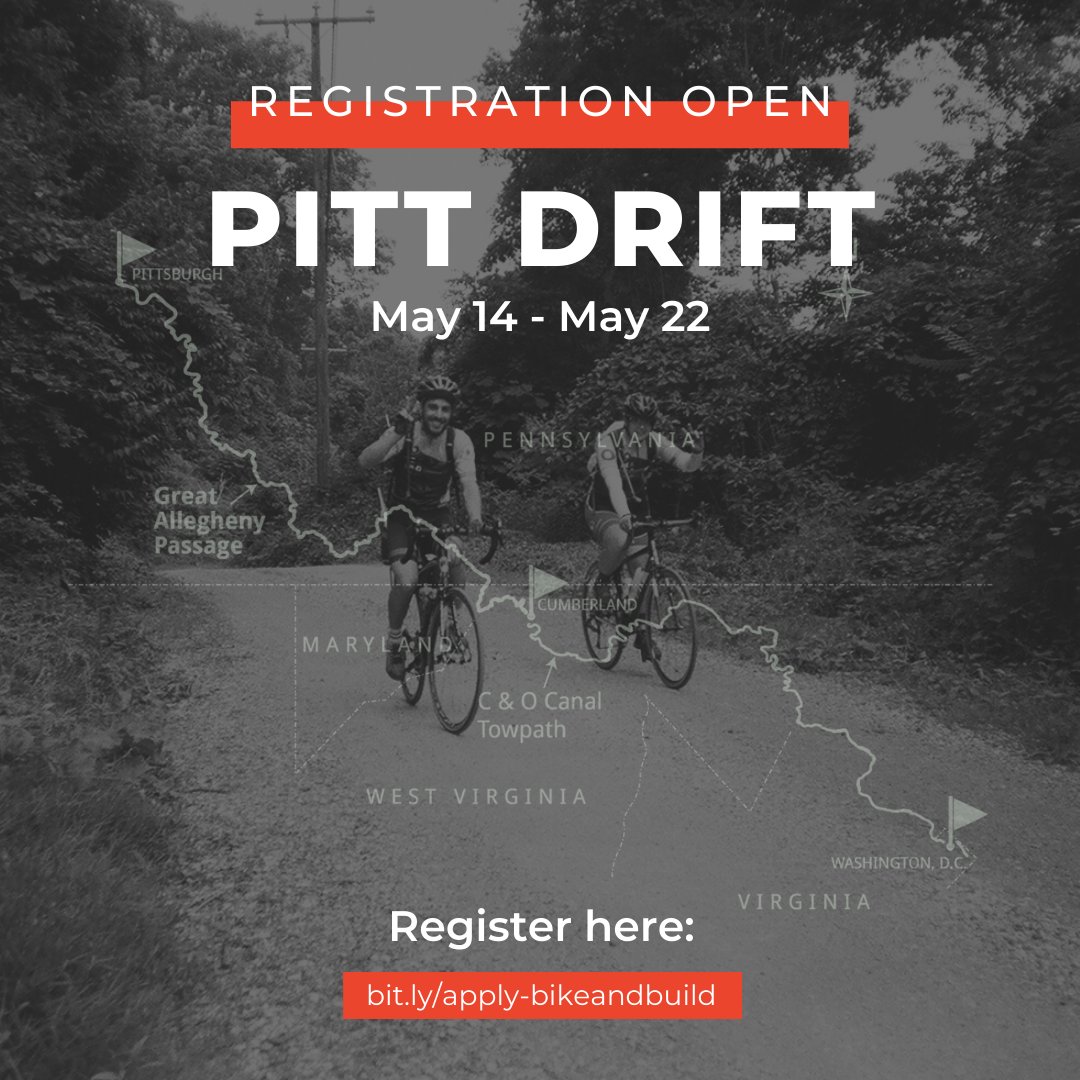 Pitt Drift registration is open! 

Register here: bikeandbuild.org/application/
Learn more about the ride: bikeandbuild.org/programs/pittd…