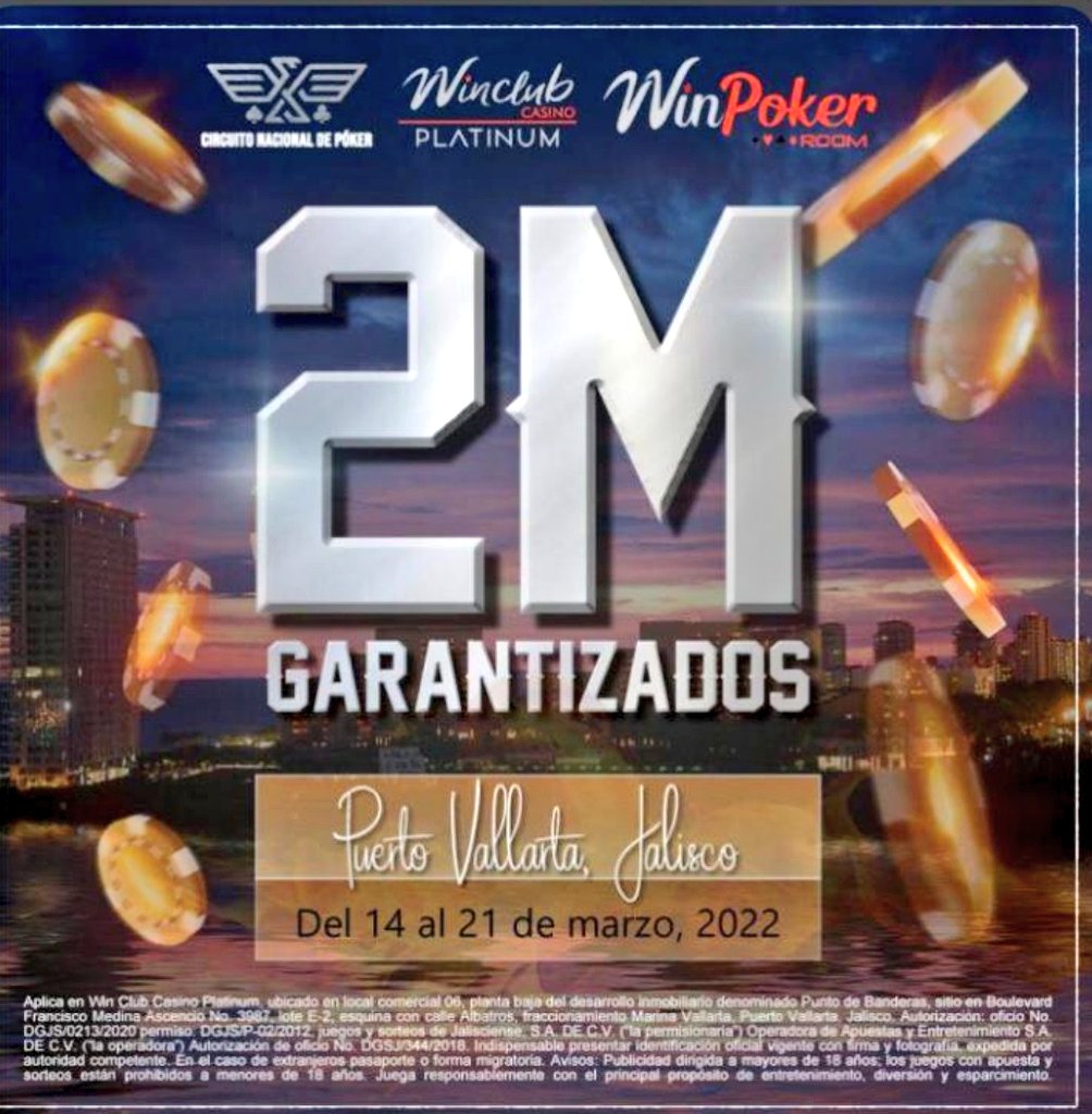 WinlandMty's tweet photo. 💥𝑺𝑶𝑴𝑶𝑺 𝑺𝑬𝑫𝑬 𝒀 𝑬𝑺𝑻𝑨𝑴𝑶𝑺 𝑬𝑴𝑶𝑪𝑰𝑶𝑵𝑨𝑫𝑶𝑺!!!! #WinlandCasinoMty🍀🍀🍀🍀
🤩Seremos sede del @PokerCircuito  #México 🥳🥳
#pokergames #circuitopoker
https://t.co/3jEkh1G2D7 https://t.co/UpfVpcFZte