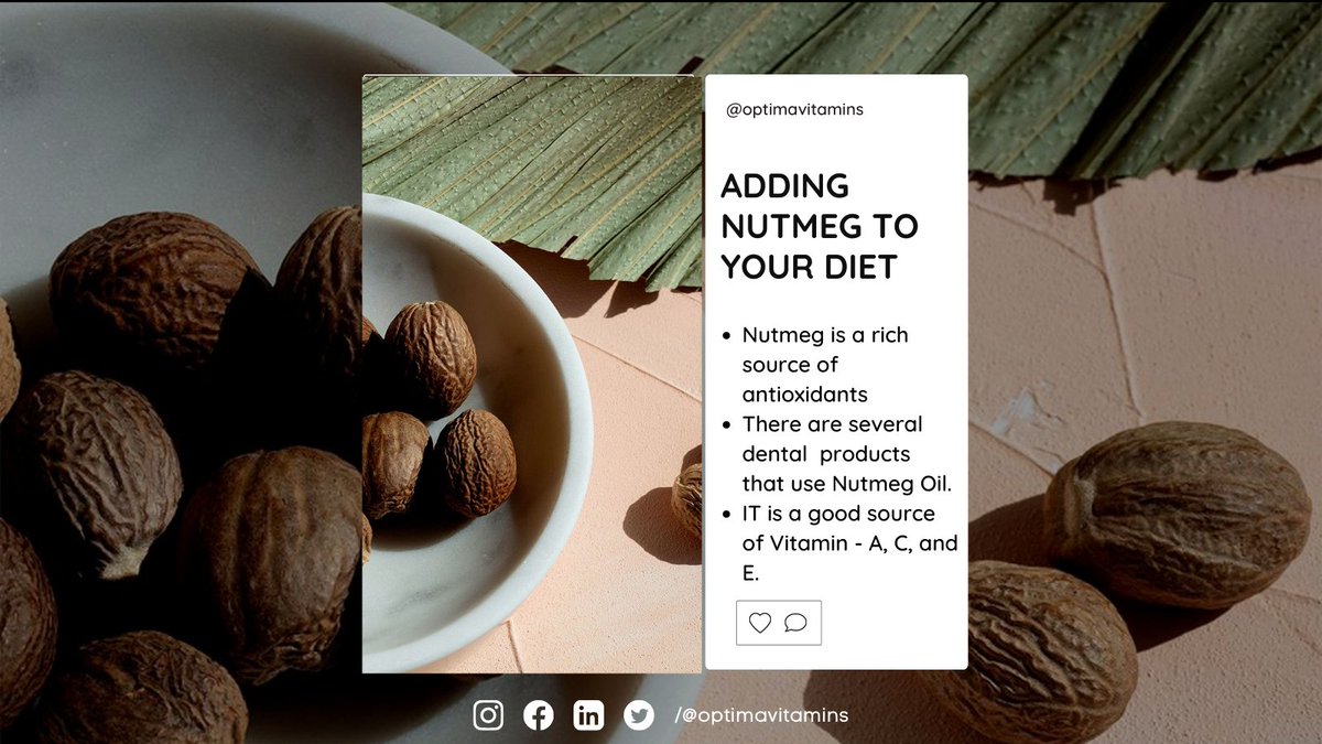 optimavitamins's tweet photo. Nutmeg is a powerhouse of antioxidants for your body! 

#health #HealthyFood #HealthyEating https://t.co/qPrUPyl34w