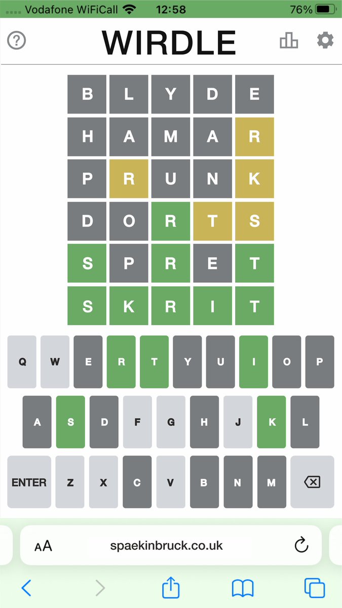 Julie_Dennison's tweet photo. Dir a gap in da Wordle market fir a Shaetlan version #Wirdle https://t.co/hxILWYVsyG