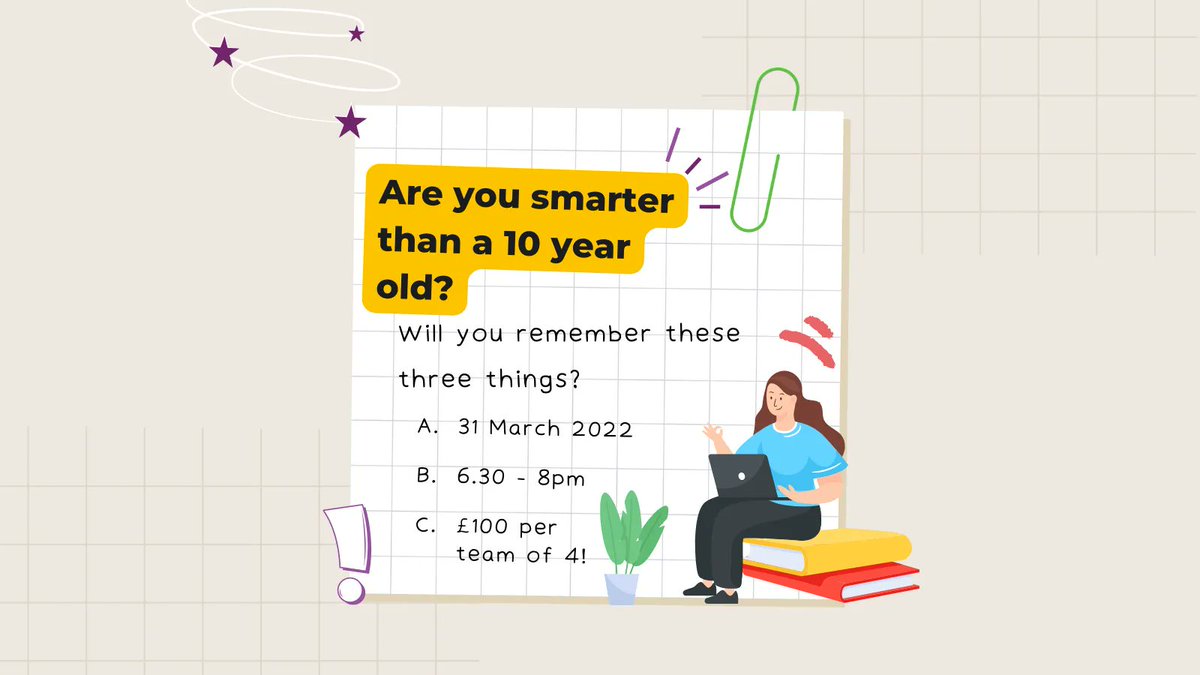 mahdloyouthzone's tweet image. Are you smarter than a ten year old? Our Junior Zone members don&apos;t think so!

We&apos;re looking for teams of four who think they have what it takes, get in touch by email at events@mahdloyz.org!