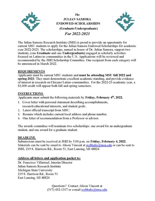 Michigan State Academic Calendar 2022 2023 Julian Samora Research Institute (@Jsrimsu) / Twitter